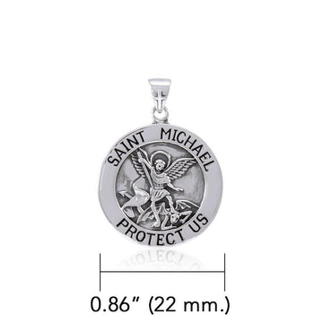 Saint Michael Silver Pendant (Medium 22 mm.) TPD5468 - Jewelry
